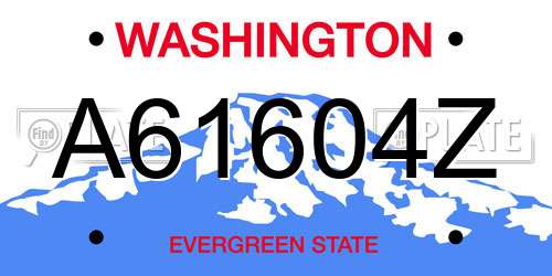 A61604Z Washington License Plate