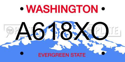 A618XO Washington License Plate