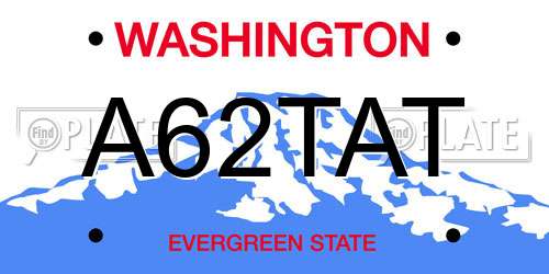 A62TAT Washington License Plate