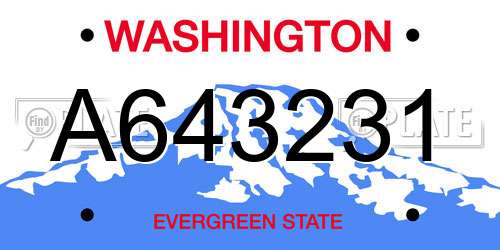 A643231 Washington License Plate