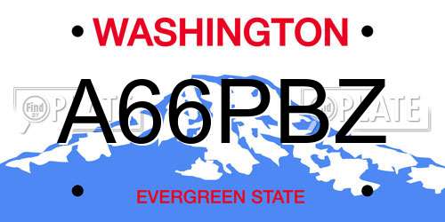 A66PBZ Washington License Plate