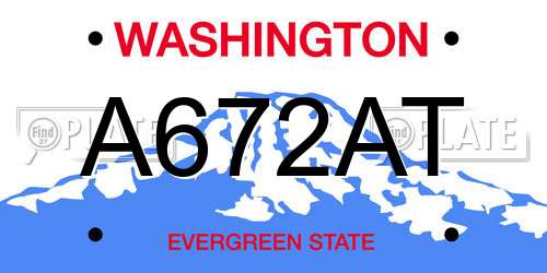 A672AT Washington License Plate