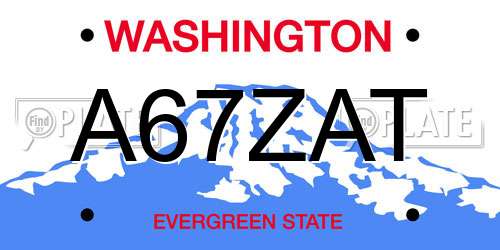 A67ZAT Washington License Plate
