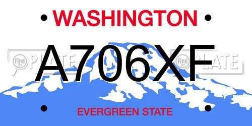 A706XF Washington License Plate