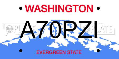 A70PZI Washington License Plate