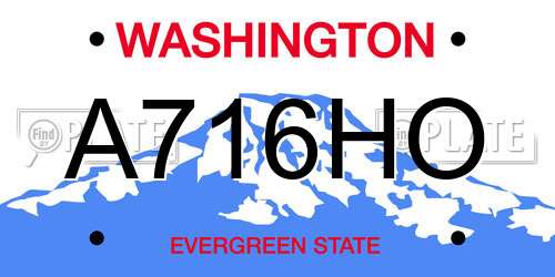 A716HO Washington License Plate