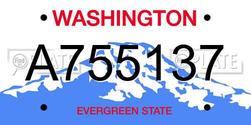 A755137 Washington License Plate