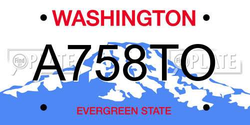 A758TO Washington License Plate