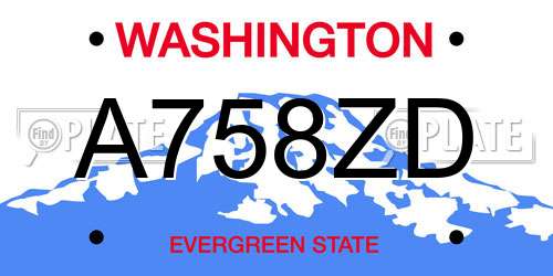 A758ZD Washington License Plate