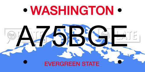 A75BGE Washington License Plate