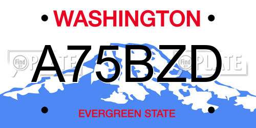 A75BZD Washington License Plate