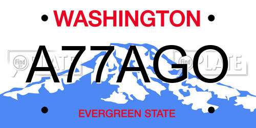 A77AGO Washington License Plate