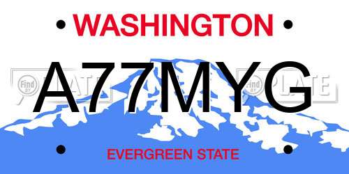A77MYG Washington License Plate