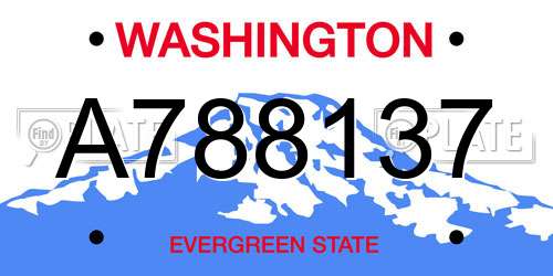 A788137 Washington License Plate
