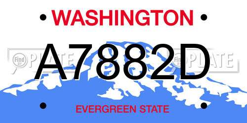 A7882D Washington License Plate