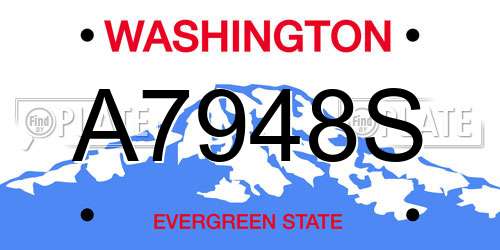 A7948S Washington License Plate