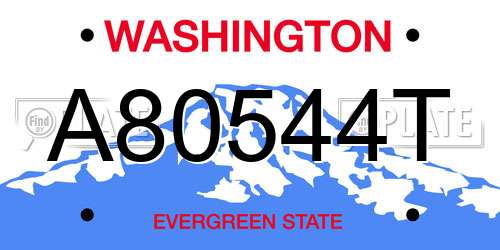 A80544T Washington License Plate