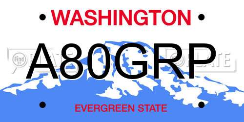 A80GRP Washington License Plate