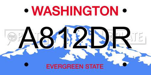 A812DR Washington License Plate