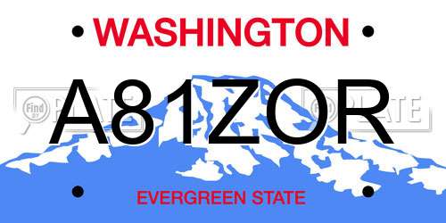A81ZOR Washington License Plate