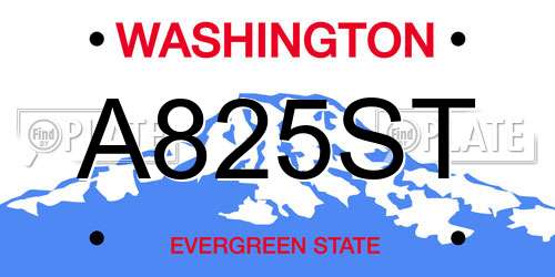 A825ST Washington License Plate
