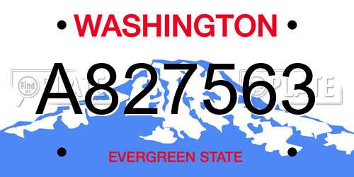 A827563 Washington License Plate