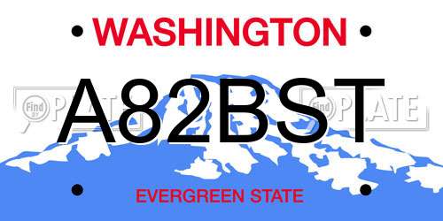 A82BST Washington License Plate