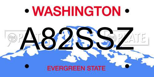 A82SSZ Washington License Plate