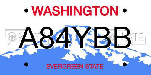 A84YBB Washington License Plate