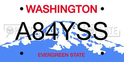 A84YSS Washington License Plate