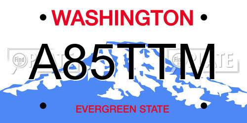 A85TTM Washington License Plate