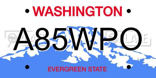 A85WPO Washington License Plate