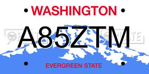 A85ZTM Washington License Plate