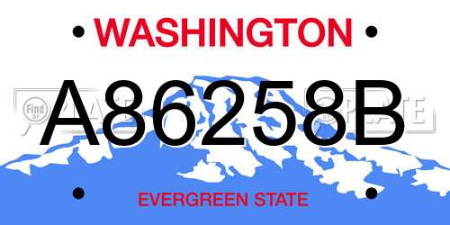 A86258B Washington License Plate