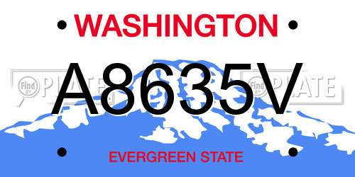 A8635V Washington License Plate