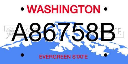 A86758B Washington License Plate