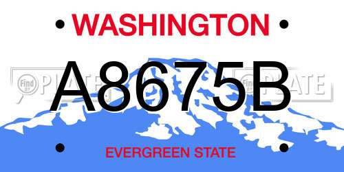 A8675B Washington License Plate