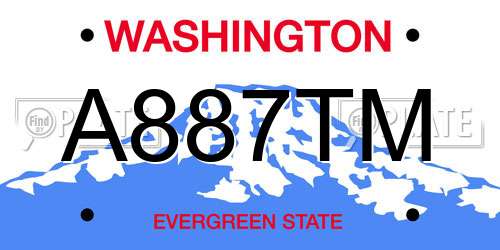 A887TM Washington License Plate