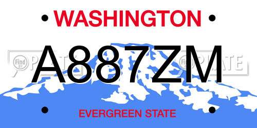A887ZM Washington License Plate