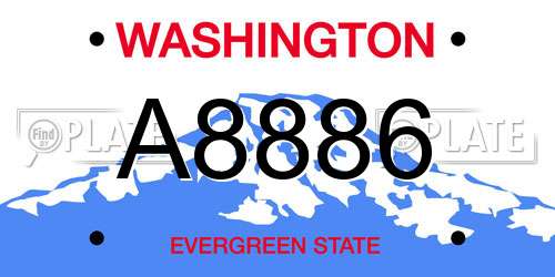 A8886 Washington License Plate
