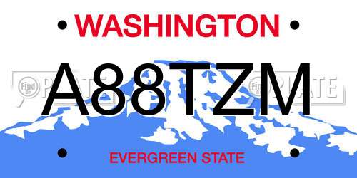 A88TZM Washington License Plate