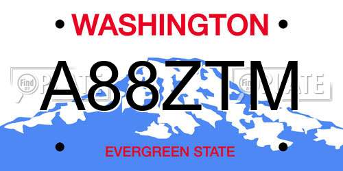 A88ZTM Washington License Plate