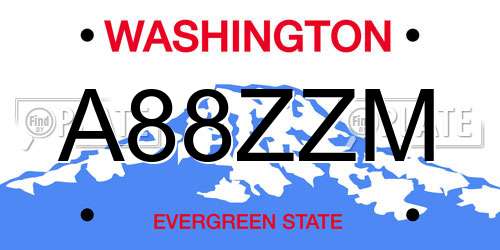 A88ZZM Washington License Plate