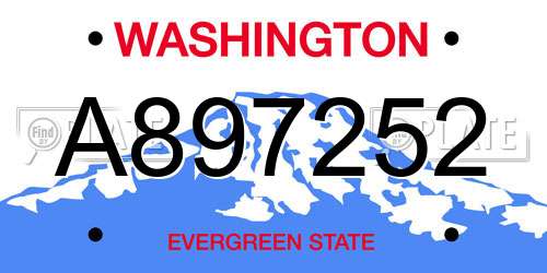 A897252 Washington License Plate