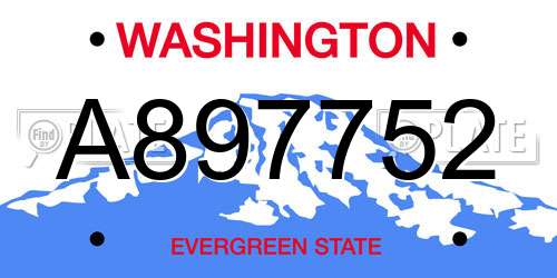 A897752 Washington License Plate