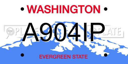 A904IP Washington License Plate