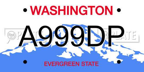 A999DP Washington License Plate
