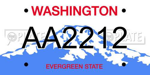 AA2212 Washington License Plate