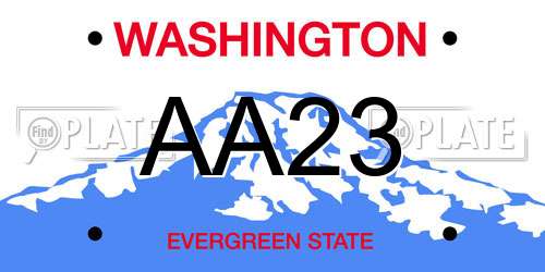 AA23 Washington License Plate