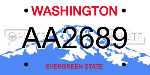 AA2689 Washington License Plate